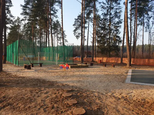 Teren rekreacyjny, 15.12.2020: Zagospodarowanie terenu w pobliżu budynków. Wykonanie placu zabaw oraz miniboisk do piłki nożnej i koszykówki - część I.