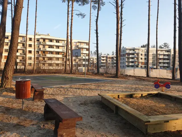 Teren rekreacyjny, 15.12.2020: Zagospodarowanie terenu w pobliżu budynków. Wykonanie placu zabaw oraz miniboisk do piłki nożnej i koszykówki - część II.